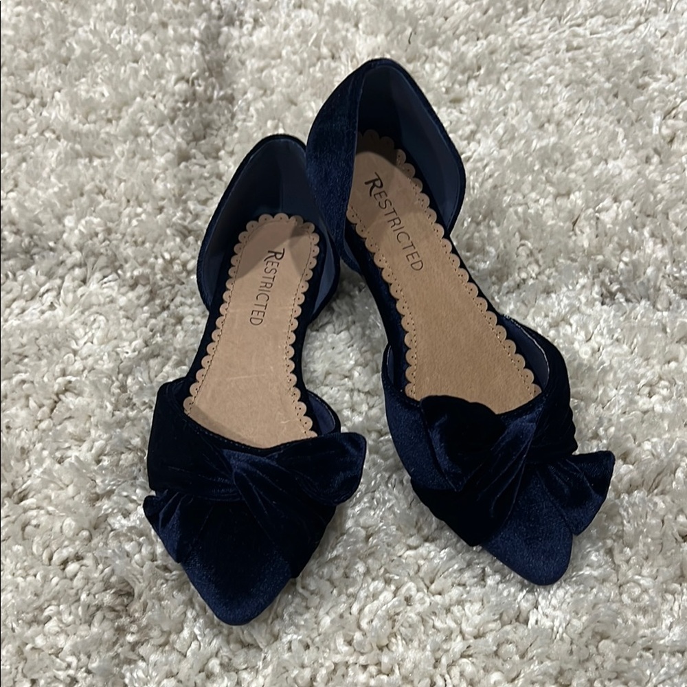 Restricted Women's Navy Velvet Flats